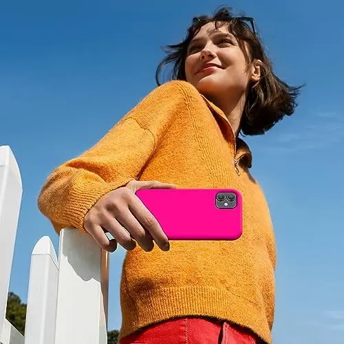 Miracase Designed for iPhone 11 Phone Case, with Screen Protector, Liquid Silicone Gel Rubber Full Body Drop Protection Shockproof Cover Phone Case for iPhone 11 6.1 inch, Hot Pink - 6