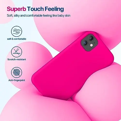 Miracase Designed for iPhone 11 Phone Case, with Screen Protector, Liquid Silicone Gel Rubber Full Body Drop Protection Shockproof Cover Phone Case for iPhone 11 6.1 inch, Hot Pink - 2