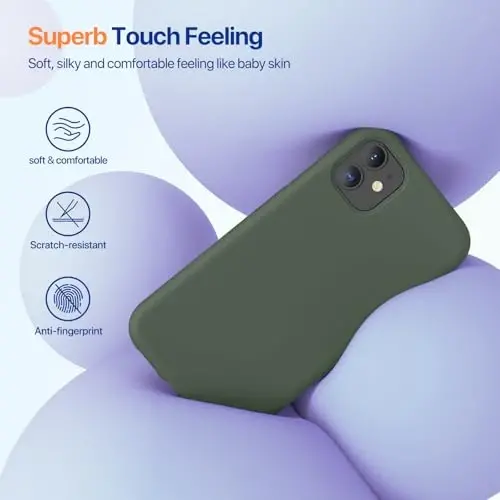 Miracase Designed for iPhone 11 Phone Case & iPhone XR Case, with Screen Protector, Liquid Silicone Gel Rubber Drop Protection Shockproof Cover Phone Case for iPhone 11/XR, Dark Green - 2