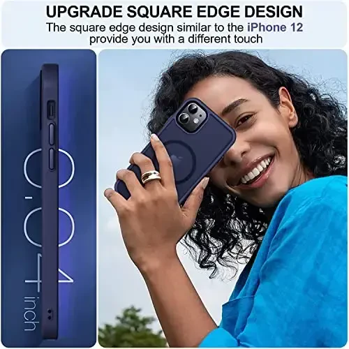 MOCCA Strong Magnetic for iPhone 11 Phone Case,[Compatible with Magsafe][Glass Screen Protector+Camera Lens Protector] Slim Thin Shockproof Cover Case for iPhone 11 6.1 inch, Deep Blue - 6