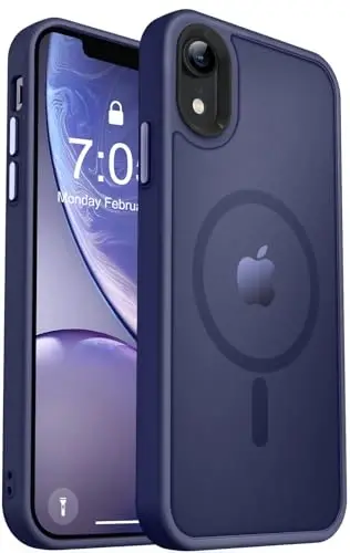iPhone 11 için MOCCA Güçlü Manyetik Telefon Kılıfı,[Magsafe ile Uyumlu][Cam Ekran Koruyucu+Kamera Lensi Koruyucu] iPhone 11 6.1 inç için İnce Darbe Geçirmez Kapak Kılıfı, Koyu Mavi 