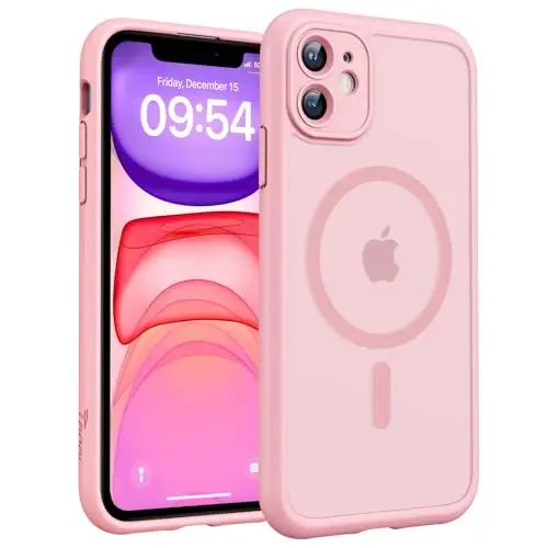 TOCOL for iPhone 11 Case, Compatible with MagSafe, Light Pink | Built-in Magnets, Full Camera & Military-Grade Protection, Anti-Slip Shockproof Translucent Matte Back Phone Cover 