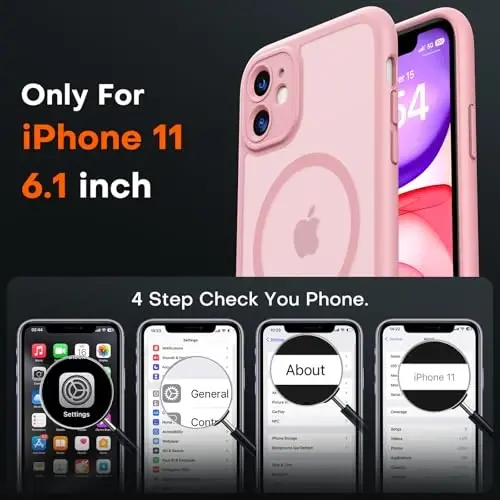 TOCOL for iPhone 11 Case, Compatible with MagSafe, Light Pink | Built-in Magnets, Full Camera & Military-Grade Protection, Anti-Slip Shockproof Translucent Matte Back Phone Cover - 2