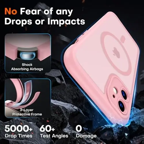 TOCOL for iPhone 11 Case, Compatible with MagSafe, Light Pink | Built-in Magnets, Full Camera & Military-Grade Protection, Anti-Slip Shockproof Translucent Matte Back Phone Cover - 4