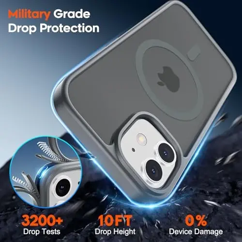 iPhone 11 için zapica Magnetic Telefon Kılıfı, [MagSafe ile Uyumlu] [Askeri Sınıf Düşme Koruması] Yarı Saydam Mat Darbeye Dayanıklı Çizilmez Telefon Kılıfı, Koyu Gri - 5