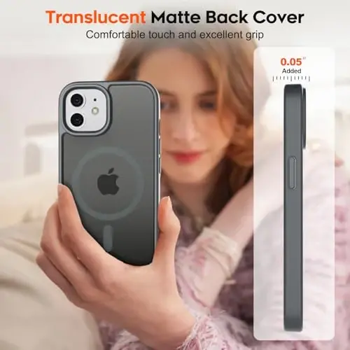 zapica Magnetic for iPhone 11 Phone Case, [Compatible with MagSafe] [Military Grade Drop Protection] Translucent Matte Shockproof Anti-Scratch Phone Case, Dark Gary - 7