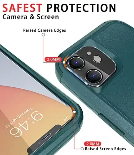 Diverbox for iPhone 11 Case [Shockproof] [Dropproof] [Tempered Glass Screen Protector],Heavy Duty Protection Phone Case Cover for Apple iPhone 11 (Dark Green-3in1) - 3