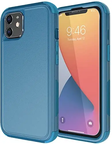 Diverbox for iPhone 11 Case [Shockproof] [Dropproof] [Tempered Glass Screen Protector],Heavy Duty Protection Phone Case Cover for Apple iPhone 11 (Blue-3in1) 