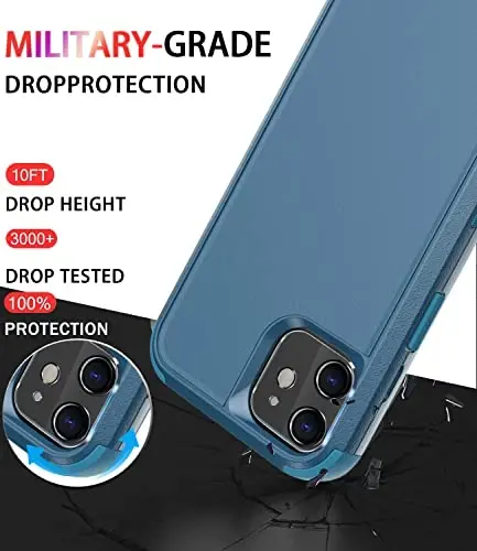 Diverbox for iPhone 11 Case [Shockproof] [Dropproof] [Tempered Glass Screen Protector],Heavy Duty Protection Phone Case Cover for Apple iPhone 11 (Blue-3in1) - 2