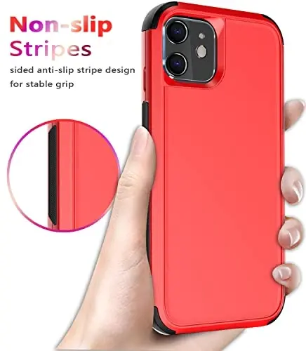Diverbox for iPhone 11 Case [Shockproof] [Dropproof] [Tempered Glass Screen Protector],Heavy Duty Protection Phone Case Cover for Apple iPhone 11 (Red-3in1) - 5
