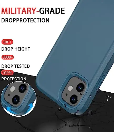 Diverbox for iPhone 11 Case [Shockproof] [Dropproof] [Tempered Glass Screen Protector],Heavy Duty Protection Phone Case Cover for Apple iPhone 11 (Blue-2in1) - 2