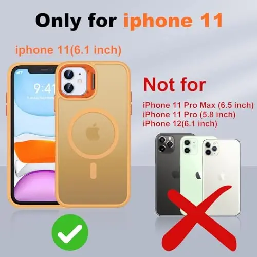 JAME for iPhone 11 Case, iPhone 11 Phone Case with 2 Tempered-Glass Screen Protectors, [Compatible with Magsafe], [Military-Grade Protection], Slim Fit Phone Case for iPhone 11 Case, Orange - 2