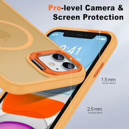 JAME for iPhone 11 Case, iPhone 11 Phone Case with 2 Tempered-Glass Screen Protectors, [Compatible with Magsafe], [Military-Grade Protection], Slim Fit Phone Case for iPhone 11 Case, Orange - 6