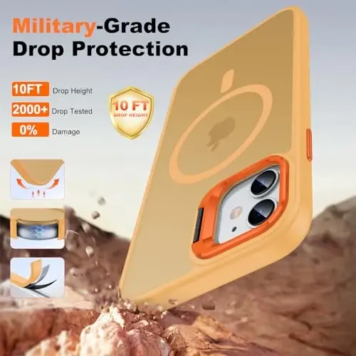 JAME for iPhone 11 Case, iPhone 11 Phone Case with 2 Tempered-Glass Screen Protectors, [Compatible with Magsafe], [Military-Grade Protection], Slim Fit Phone Case for iPhone 11 Case, Orange - 7