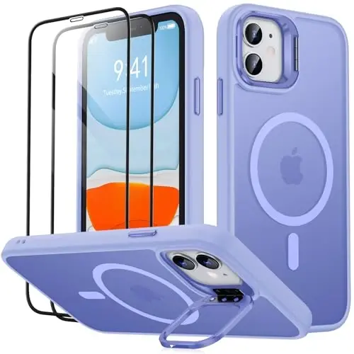 JAME for iPhone 11 Case, iPhone 11 Phone Case with 2 Tempered-Glass Screen Protectors, [Compatible with Magsafe], [Military-Grade Protection], Slim Fit Phone Case for iPhone 11 Case, Lavender - 1