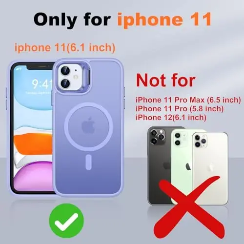 JAME for iPhone 11 Case, iPhone 11 Phone Case with 2 Tempered-Glass Screen Protectors, [Compatible with Magsafe], [Military-Grade Protection], Slim Fit Phone Case for iPhone 11 Case, Lavender - 2