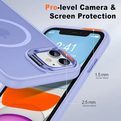 JAME for iPhone 11 Case, iPhone 11 Phone Case with 2 Tempered-Glass Screen Protectors, [Compatible with Magsafe], [Military-Grade Protection], Slim Fit Phone Case for iPhone 11 Case, Lavender - 6