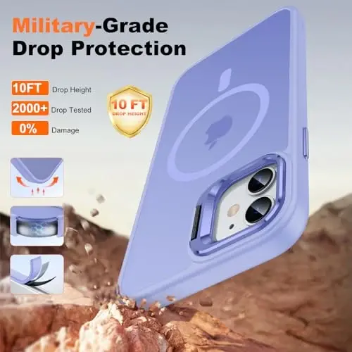 JAME for iPhone 11 Case, iPhone 11 Phone Case with 2 Tempered-Glass Screen Protectors, [Compatible with Magsafe], [Military-Grade Protection], Slim Fit Phone Case for iPhone 11 Case, Lavender - 7