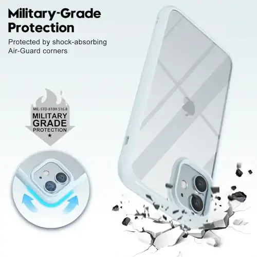 LoeoeL for iPhone 11 Case Clear, Transparent Hybrid 11 Phone Case [Hard Plastic & Soft Silicone Bumper] Acrylic Non Yellowing Thin Slim Protective Cover for Women, Light Blue - 6