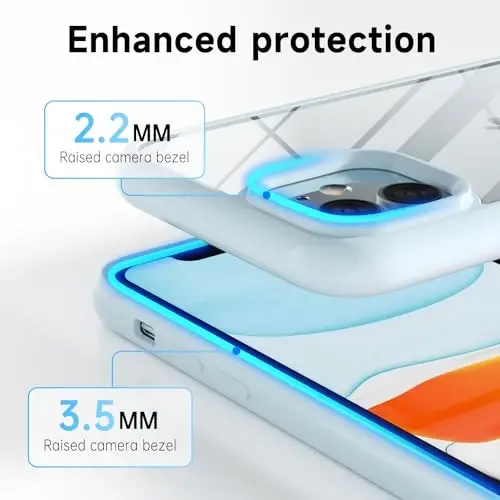 LoeoeL for iPhone 11 Case Clear, Transparent Hybrid 11 Phone Case [Hard Plastic & Soft Silicone Bumper] Acrylic Non Yellowing Thin Slim Protective Cover for Women, Light Blue - 5