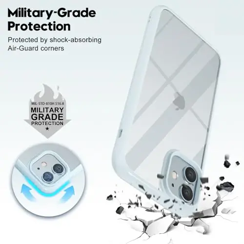 LoeoeL for iPhone 11 Case Clear, Transparent Hybrid 11 Phone Case [Hard Plastic & Soft Silicone Bumper] Acrylic Non Yellowing Thin Slim Protective Cover for Women, Light Blue - 9