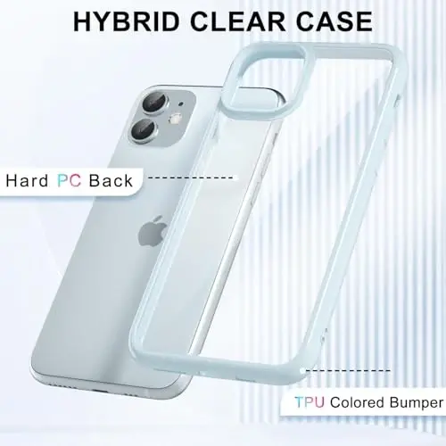 iPhone 11 Kılıfı için LoeoeL Şeffaf, Transparan Hibrit 11 Telefon Kılıfı [Sert Plastik ve Yumuşak Silikon Tampon] Akrilik Sararmayan İnce Koruyucu Kadınlar için Kapak, Açık Mavi - 3