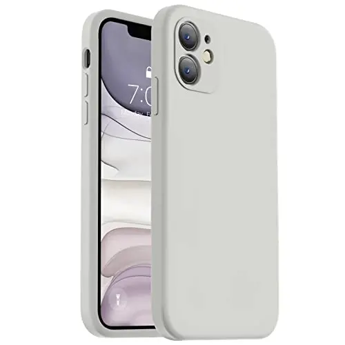Vooii Compatible with iPhone 11 Case, Upgraded Liquid Silicone with [Flat Edges] [Camera Protection] [Soft Anti-Scratch Microfiber Lining] Phone Case for iPhone 11 6.1 inch - Stone - VOOII