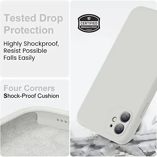 Vooii Compatible with iPhone 11 Case, Upgraded Liquid Silicone with [Flat Edges] [Camera Protection] [Soft Anti-Scratch Microfiber Lining] Phone Case for iPhone 11 6.1 inch - Stone - 5