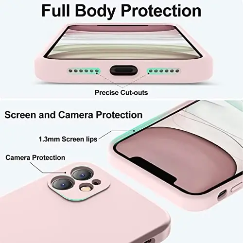 Vooii Compatible with iPhone 11 Case, Upgraded Liquid Silicone with [Flat Edges] [Camera Protection] [Soft Anti-Scratch Microfiber Lining] Phone Case for iPhone 11 6.1 inch - Chalk Pink - 4