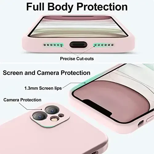 Vooii Compatible with iPhone 11 Case, Upgraded Liquid Silicone with [Flat Edges] [Camera Protection] [Soft Anti-Scratch Microfiber Lining] Phone Case for iPhone 11 6.1 inch - Chalk Pink - 4