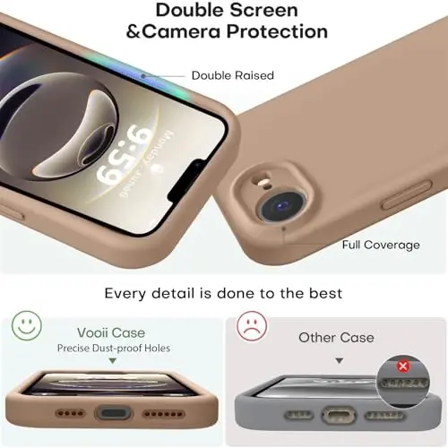 Vooii Compatible with iPhone 11 Case, Upgraded Liquid Silicone with [Flat Edges] [Camera Protection] [Soft Anti-Scratch Microfiber Lining] Phone Case for iPhone 11 6.1 inch - Light Brown - 3