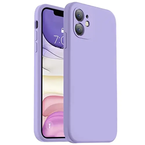 Vooii Compatible with iPhone 11 Case, Upgraded Liquid Silicone with [Flat Edges] [Camera Protection] [Soft Anti-Scratch Microfiber Lining] Phone Case for iPhone 11 6.1 inch - Light Purple - 1