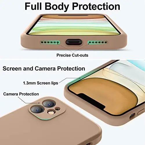 Vooii Compatible with iPhone 11 Case, Upgraded Liquid Silicone with [Flat Edges] [Camera Protection] [Soft Anti-Scratch Microfiber Lining] Phone Case for iPhone 11 6.1 inch - Light Brown - 4
