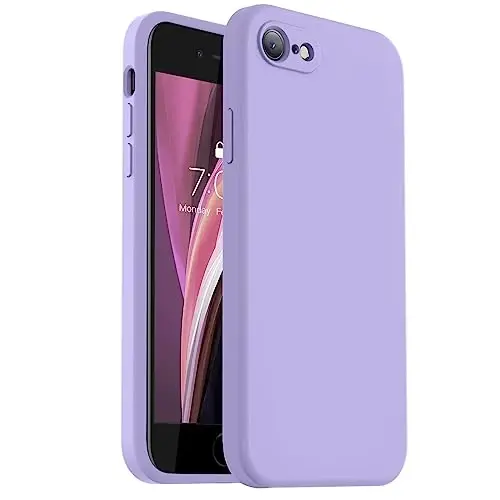 Vooii for iPhone SE Case 2022/3rd/2020,iPhone 8/7 Case, Upgraded Liquid Silicone with [Flat Edges] [Camera Protection] [Soft Anti-Scratch Microfiber Lining] Phone Case for iPhone SE - Light Purple - 1