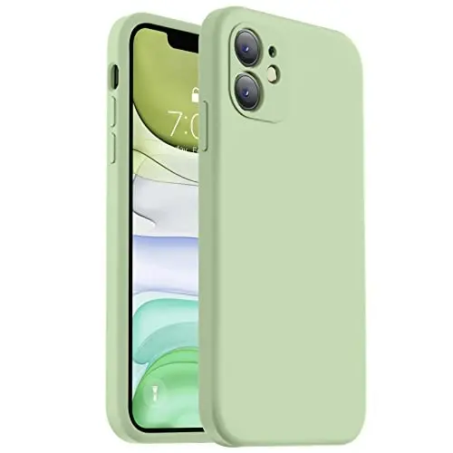 Vooii Compatible with iPhone 11 Case, Upgraded Liquid Silicone with [Flat Edges] [Camera Protection] [Soft Anti-Scratch Microfiber Lining] Phone Case for iPhone 11 6.1 inch - Matcha - 1