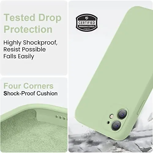 Vooii Compatible with iPhone 11 Case, Upgraded Liquid Silicone with [Flat Edges] [Camera Protection] [Soft Anti-Scratch Microfiber Lining] Phone Case for iPhone 11 6.1 inch - Matcha - 5
