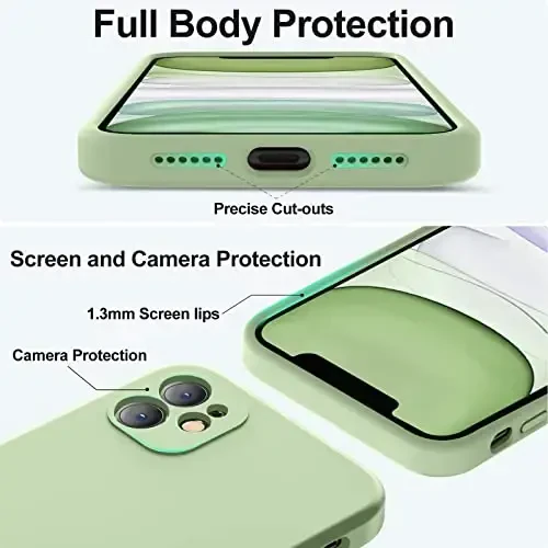 Vooii Compatible with iPhone 11 Case, Upgraded Liquid Silicone with [Flat Edges] [Camera Protection] [Soft Anti-Scratch Microfiber Lining] Phone Case for iPhone 11 6.1 inch - Matcha - 4