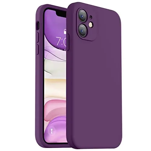 Vooii Compatible with iPhone 11 Case, Upgraded Liquid Silicone with [Flat Edges] [Camera Protection] [Soft Anti-Scratch Microfiber Lining] Phone Case for iPhone 11 6.1 inch - Grape 