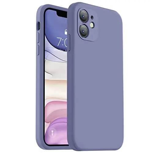 Vooii Compatible with iPhone 11 Case, Upgraded Liquid Silicone with [Flat Edges] [Camera Protection] [Soft Anti-Scratch Microfiber Lining] Phone Case for iPhone 11 6.1 inch - Lavender Grey - VOOII