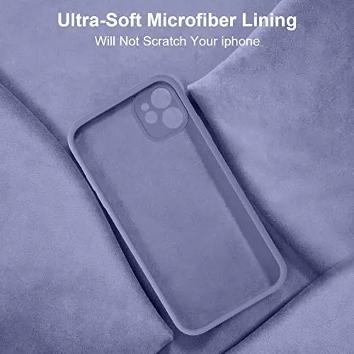Vooii Compatible with iPhone 11 Case, Upgraded Liquid Silicone with [Flat Edges] [Camera Protection] [Soft Anti-Scratch Microfiber Lining] Phone Case for iPhone 11 6.1 inch - Lavender Grey 