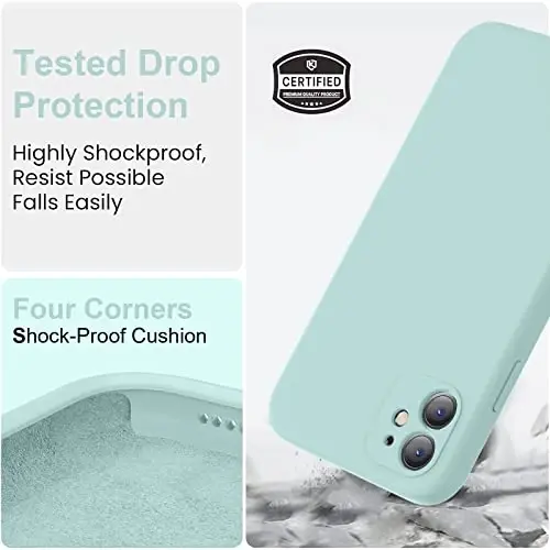 Vooii Compatible with iPhone 11 Case, Upgraded Liquid Silicone with [Flat Edges] [Camera Protection] [Soft Anti-Scratch Microfiber Lining] Phone Case for iPhone 11 6.1 inch - Mint - 5