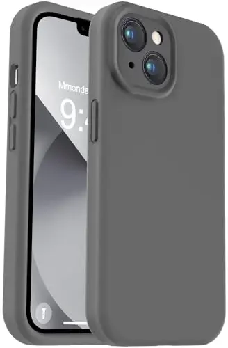 Vooii Compatible with iPhone 11 Case, Upgraded Liquid Silicone with [Flat Edges] [Camera Protection] [Soft Anti-Scratch Microfiber Lining] Phone Case for iPhone 11 6.1 inch - Dark Grey 