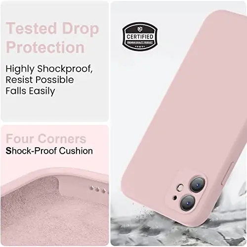 Vooii Compatible with iPhone 11 Case, Upgraded Liquid Silicone with [Flat Edges] [Camera Protection] [Soft Anti-Scratch Microfiber Lining] Phone Case for iPhone 11 6.1 inch - Sand Pink - 5