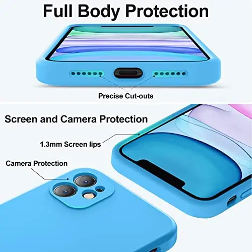 Vooii Compatible with iPhone 11 Case, Upgraded Liquid Silicone with [Flat Edges] [Camera Protection] [Soft Anti-Scratch Microfiber Lining] Phone Case for iPhone 11 6.1 inch - Blue - 4
