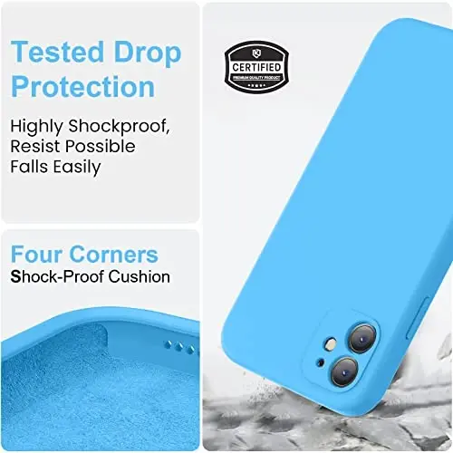 Vooii Compatible with iPhone 11 Case, Upgraded Liquid Silicone with [Flat Edges] [Camera Protection] [Soft Anti-Scratch Microfiber Lining] Phone Case for iPhone 11 6.1 inch - Blue - 5