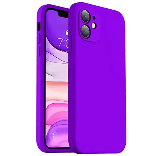 Vooii Compatible with iPhone 11 Case, Upgraded Liquid Silicone with [Flat Edges] [Camera Protection] [Soft Anti-Scratch Microfiber Lining] Phone Case for iPhone 11 6.1 inch - Neon Purple - VOOII