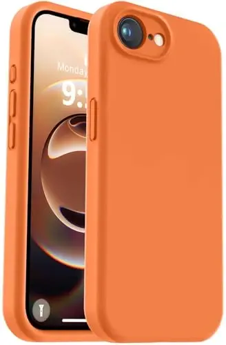 Vooii Compatible with iPhone 11 Case, Upgraded Liquid Silicone with [Flat Edges] [Camera Protection] [Soft Anti-Scratch Microfiber Lining] Phone Case for iPhone 11 6.1 inch - Bright Orange 