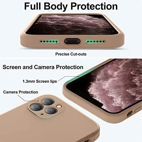 Vooii Compatible with iPhone 11 Case, Upgraded Liquid Silicone with [Flat Edges] [Camera Protection] [Soft Anti-Scratch Microfiber Lining] Phone Case for iPhone 11 6.1 inch - Light Brown - 4