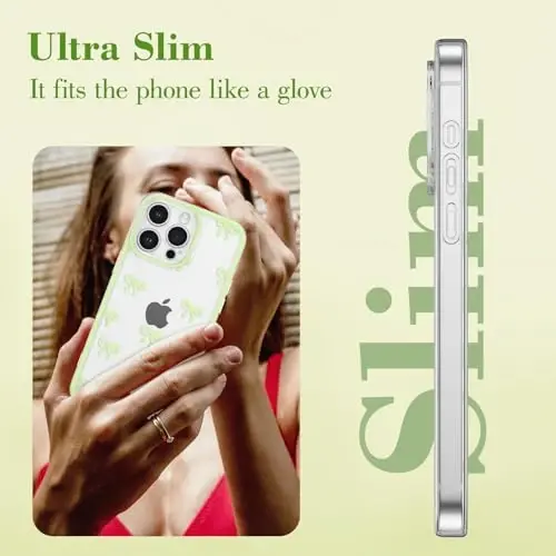 EYZUTAK Case for iPhone 11 Pro, Clear Cute Ribbon Bowknot Pattern Aesthetic Transparent Phone Case Raised Camera Protection Stylish Slim Soft Durable TPU Protective Cover for Women Girls - Green - 4