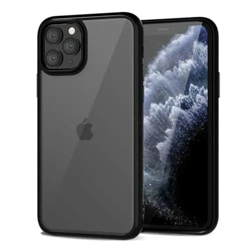 LoeoeL for iPhone 11 Pro Case Clear, Transparent Hybrid 11 Pro Phone Case [Hard Plastic & Soft Silicone Bumper] Acrylic Non Yellowing Thin Slim Protective Cover for Women, Black 